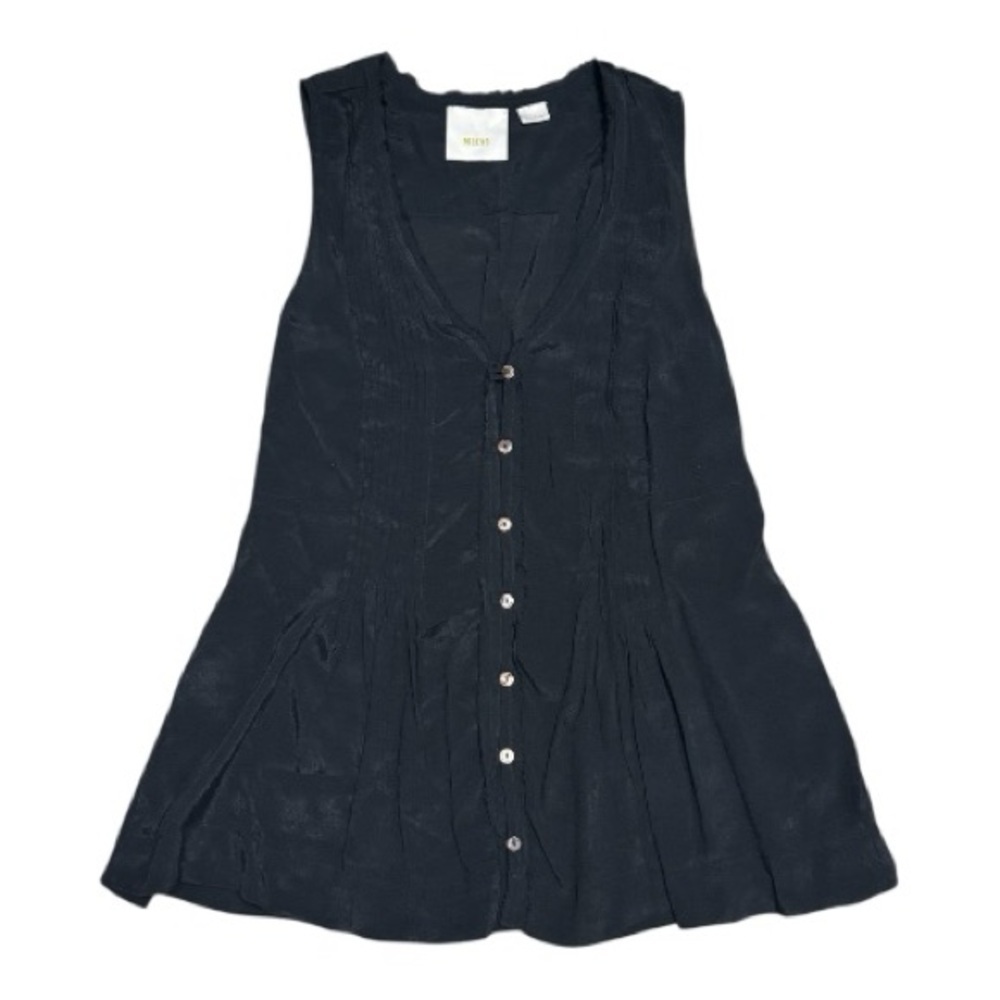 054 MAEVE Women's Pintucked Sleeveless Blouse - Black, Large - Picture 2 of 6